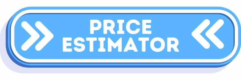 Price Estimator graphic in blue and white with arrows pointing inward